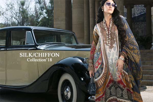 Sana Safinaz finely printed Silk Chiffon collection 2018